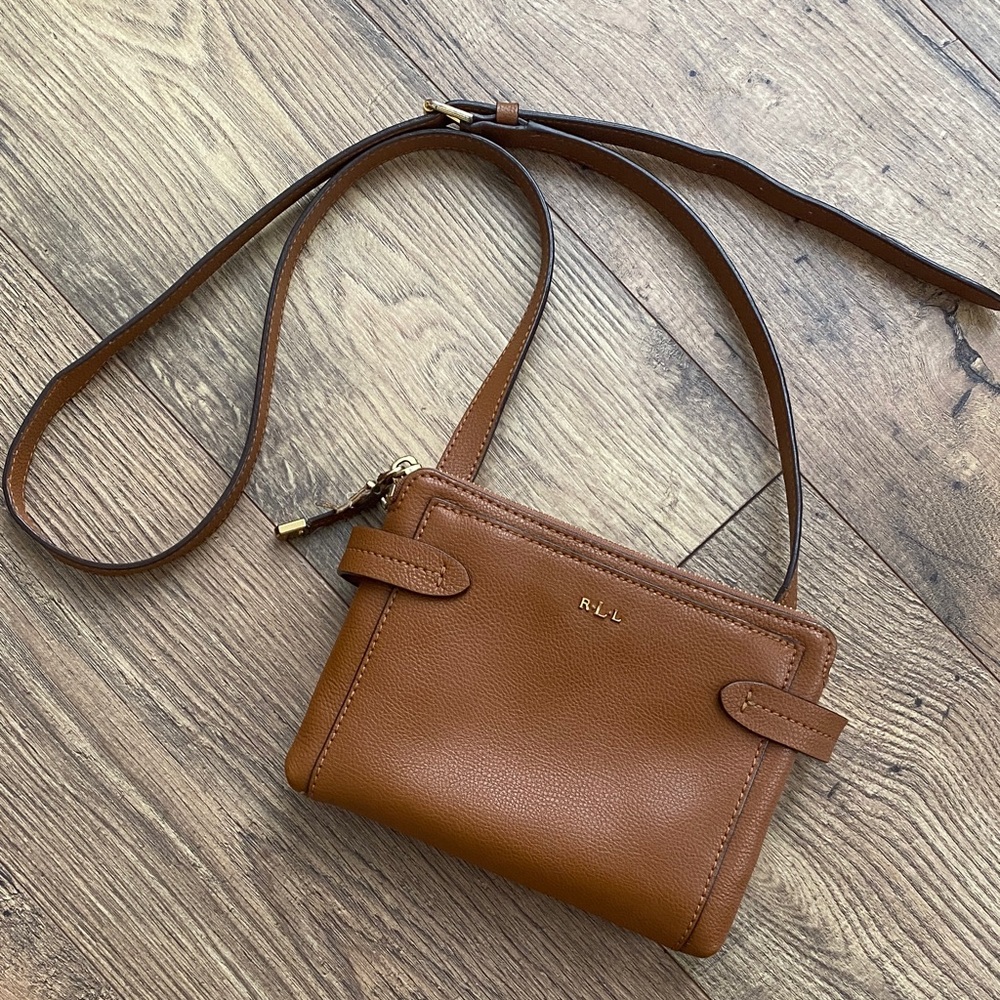 Cognac Brown Leather Crossbody Bag